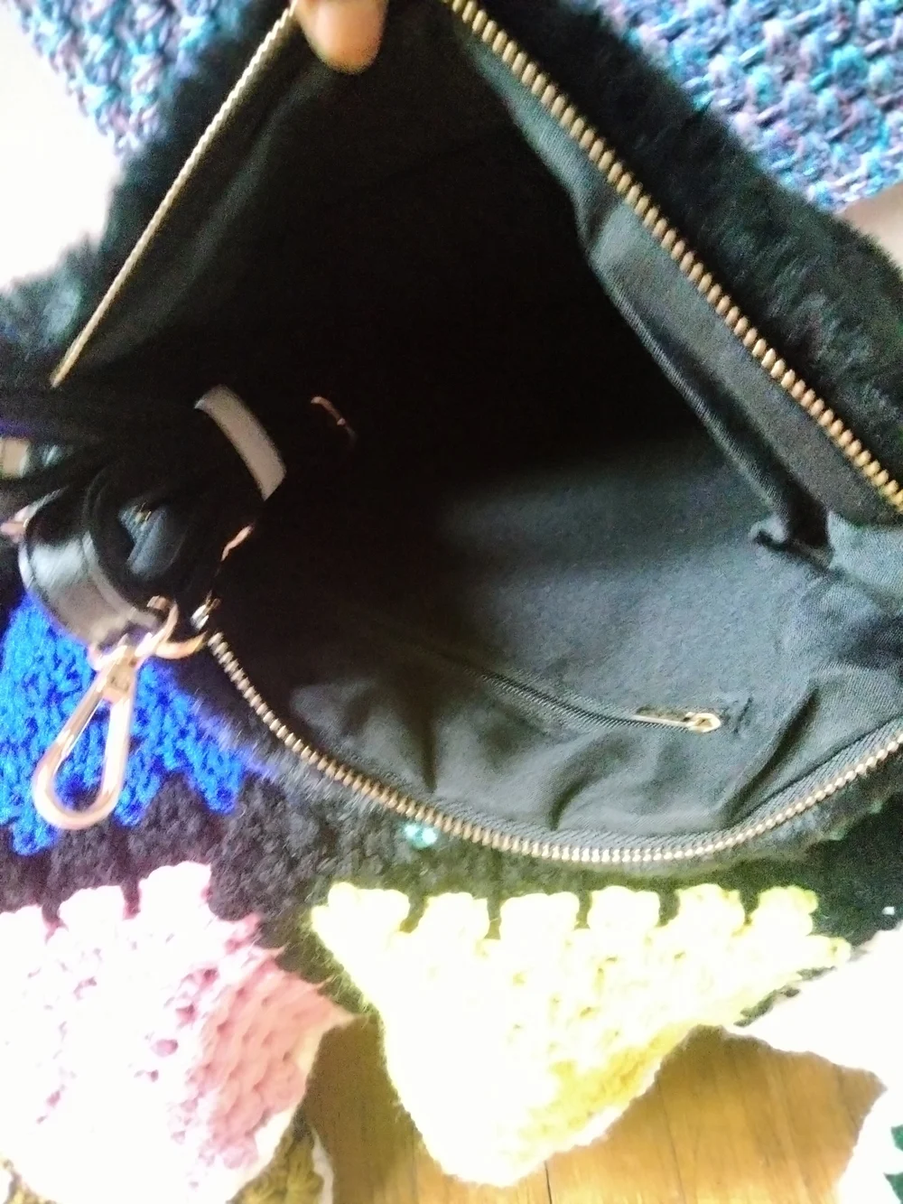 Black Faux Fur Wristlet Clutch - Versatile Women's Bag